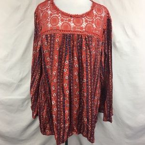 Weekend Suzanne Betro Orange Embroidered Blouse